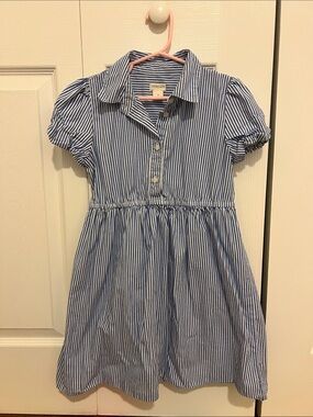 Crewcuts Blue and White Striped Cotton Shirt Dress